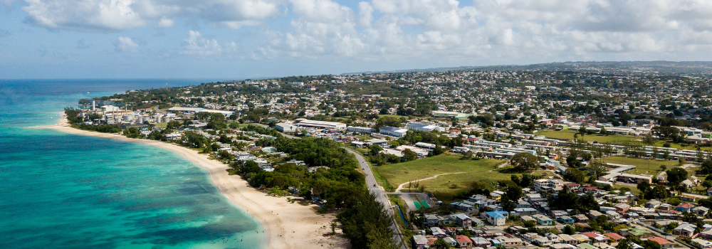 Barbados outline with beach vview